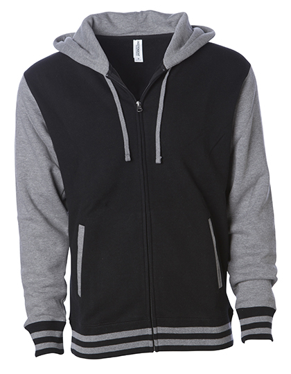 Heavyweight Varsity Zip Hood Woman - Black-Gunmetal Heather
