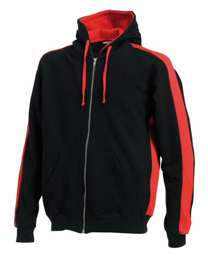 Premium Full Zipped Hoodie Man - Black-Red