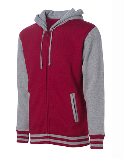 Heavyweight Varsity Zip Hood Woman - Cardinal-Gunmetal Heather