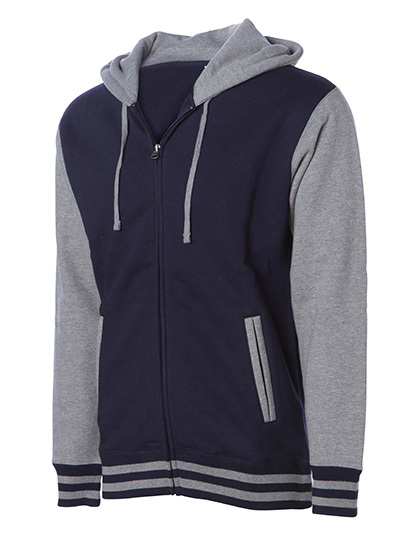 Heavyweight Varsity Zip Hood Woman - Classic Navy-Gunmetal Heather