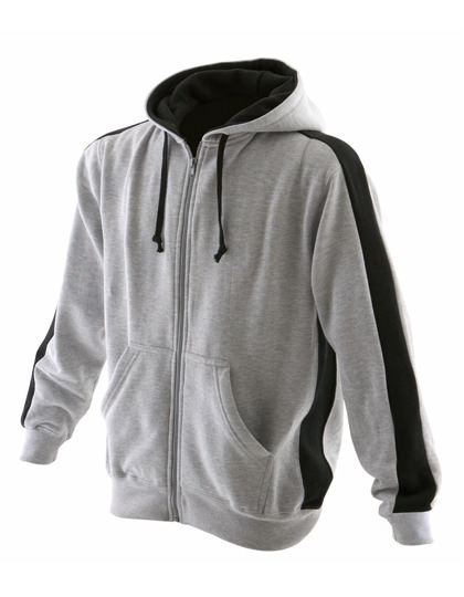 Premium Full Zipped Hoodie Man - Heather Grey-Black