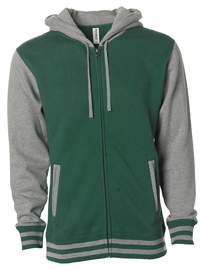 Heavyweight Varsity Zip Hood Woman - Hunter Green-Gunmetal Heather
