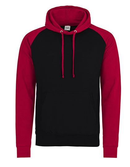 Premium Baseball Hoodie Man - Jet Black-Fire Red