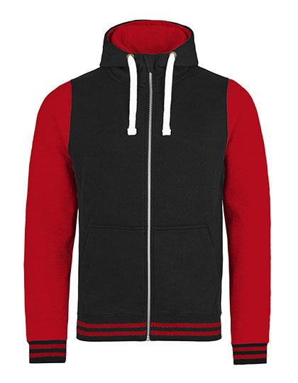 Premium Urban Varsity Zoodie Man - JetBlack-FireRed