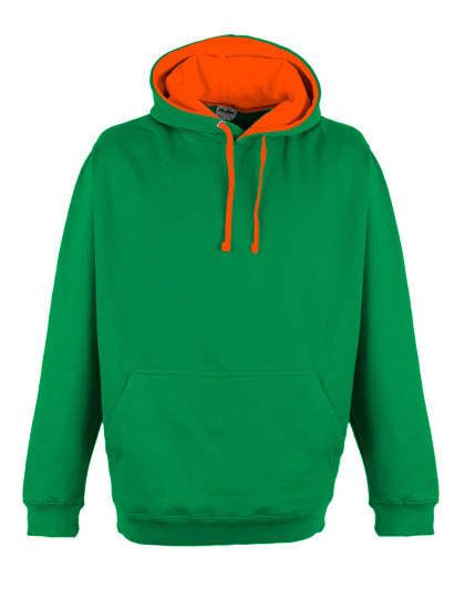 Premium Superbright Hoodie Woman - Kelly Green - Electric Orange