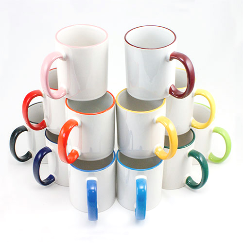Kaffeetasse, Henkel und Rand farbig